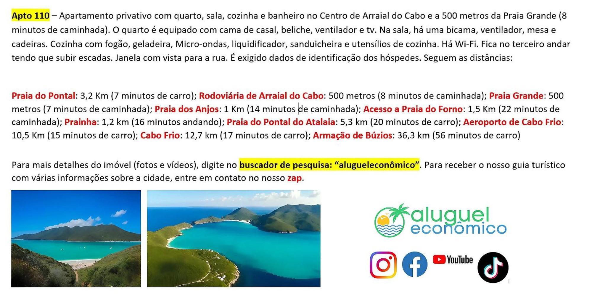 Arraial Do Cabo - Brisas Do Farol - Aluguel Economico Apartment Ngoại thất bức ảnh