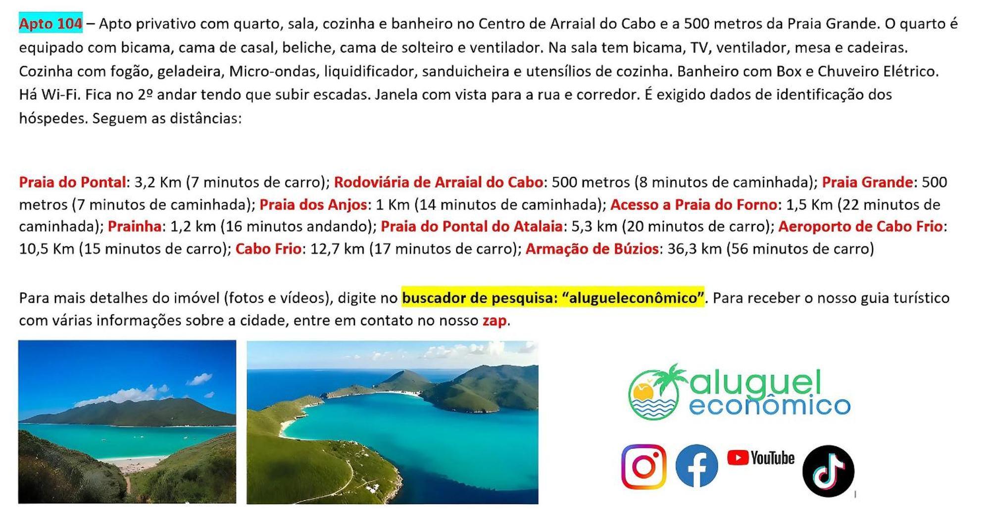 Arraial Do Cabo - Brisas Do Farol - Aluguel Economico Apartment Ngoại thất bức ảnh