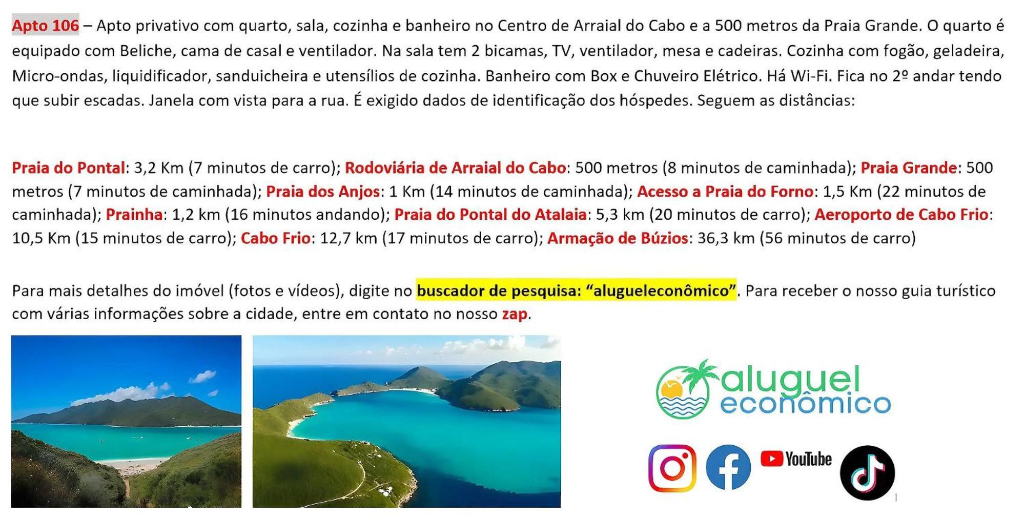 Arraial Do Cabo - Brisas Do Farol - Aluguel Economico Apartment Ngoại thất bức ảnh